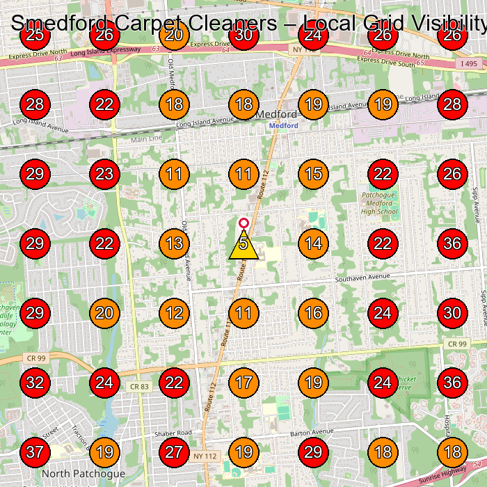 Smedford Carpet Cleaners GeoGrid visibility map for Carpet Cleaning Service in None